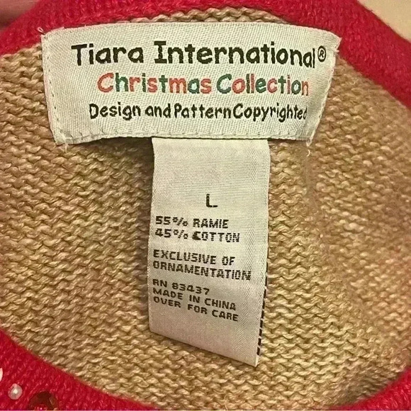Tiara International Vintage Peace on Earth Ugly Holiday Christmas Sweater L - Picture 8 of 10